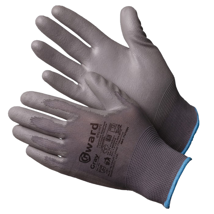 Gray Перчатки нейлоновые серого цвета с полиуретановым покрытием
