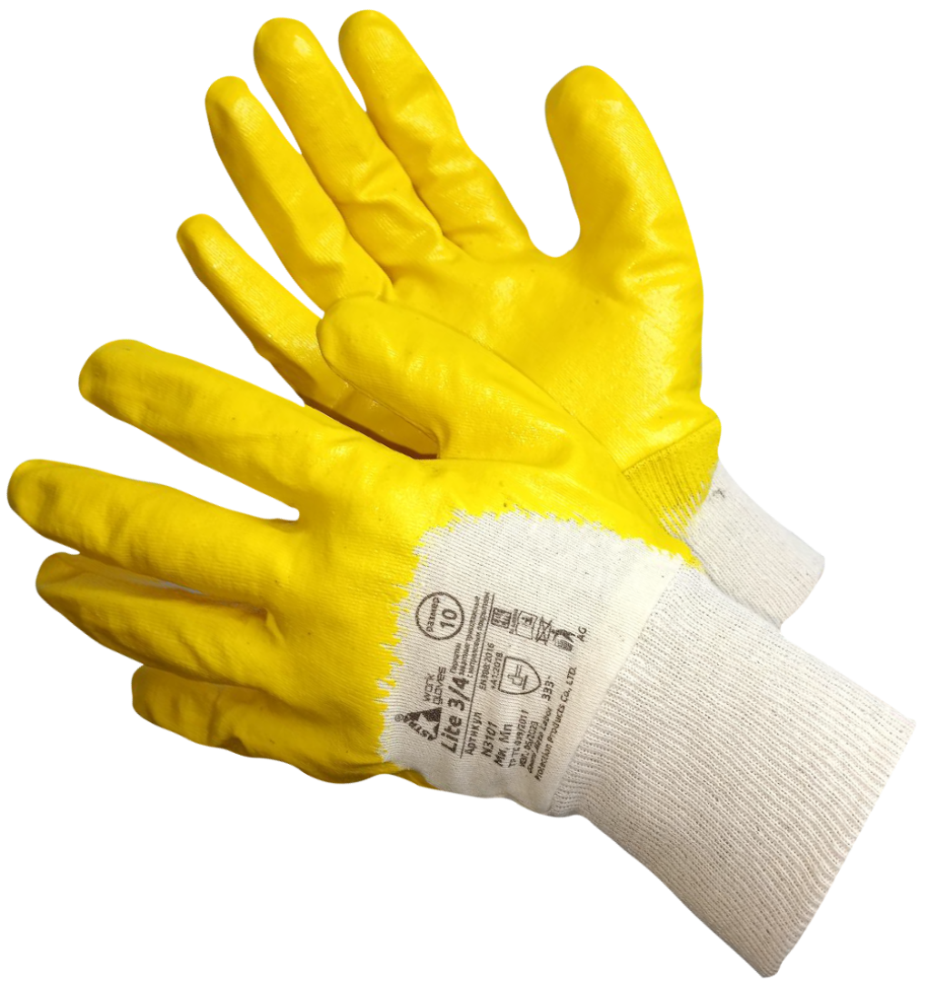 Astra LITE 3/4 Перчатки с частичной обливкой нитрилом жёлтого цвета