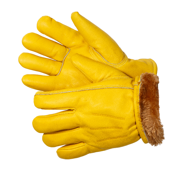 Force GOLD Zima Перчатки цельнокожаные желтого цвета, утеплитель мутон