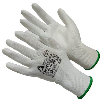 Astra Pu-W Перчатки из полиэстера белого цвета с полиуретановым покрытием