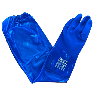 Sandy Long Перчатки МБС, интерлок с полным покрытием ПВХ синего цвета