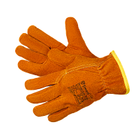 Driver Lux Zima Перчатки из спилка оранжевого цвета, утеплитель мех-мутон