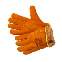 Driver Lux Zima Перчатки из спилка оранжевого цвета, утеплитель мех-мутон